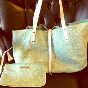 Reversible Tiffany Blue Suede Handbag